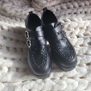 Koi Platform Shoes, heart buckles size 7